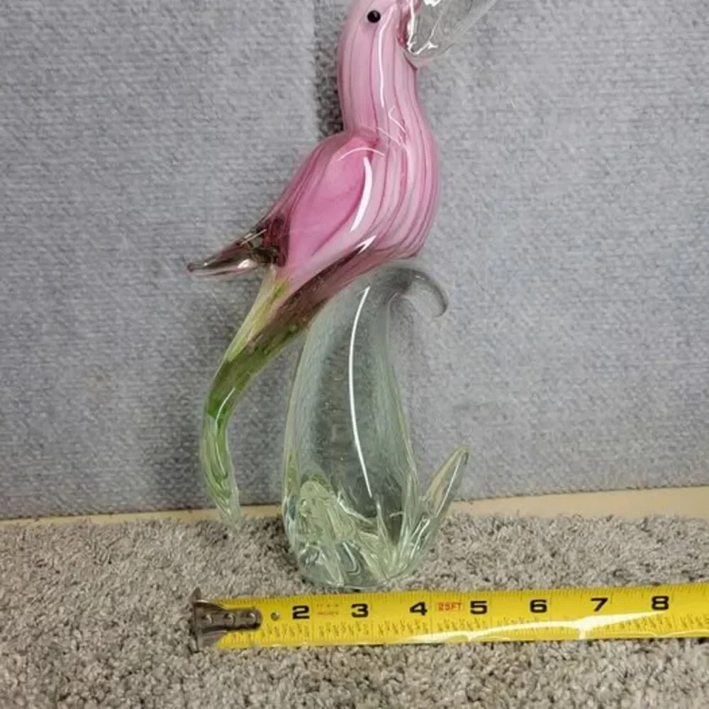 Cristalleria Ann Primrose Murano Collection Glass Murano Style Pink Toucan Bird